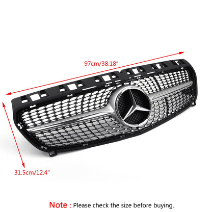 2013-2019 Mercedes Benz CLA-Class W117 C117 Chrome Front Grille Diamond Style Bumper Grill W/ Star Emblem