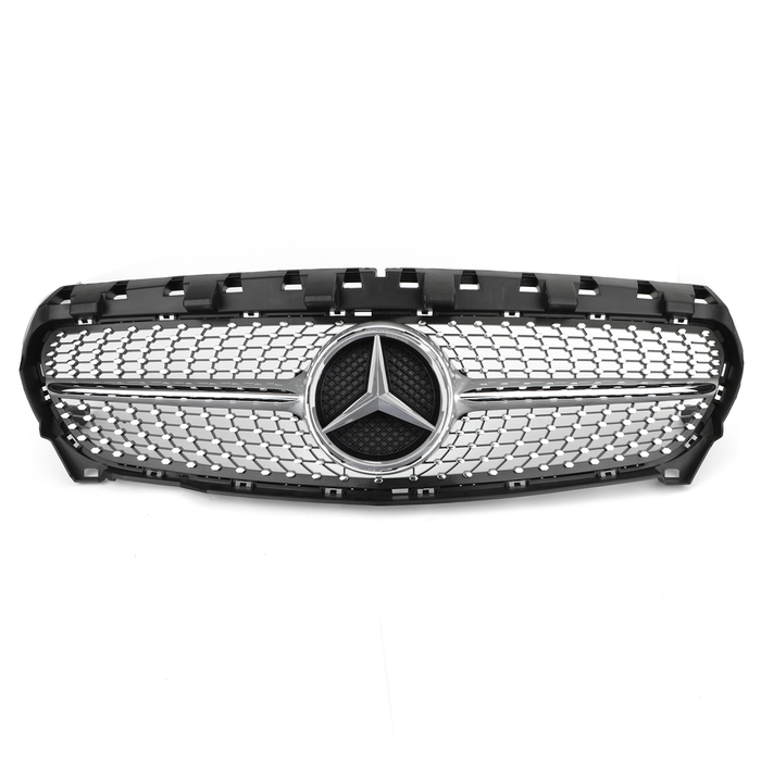 2013-2019 Mercedes Benz CLA-Class W117 C117 Chrome Front Grille Diamond Style Bumper Grill W/ Star Emblem