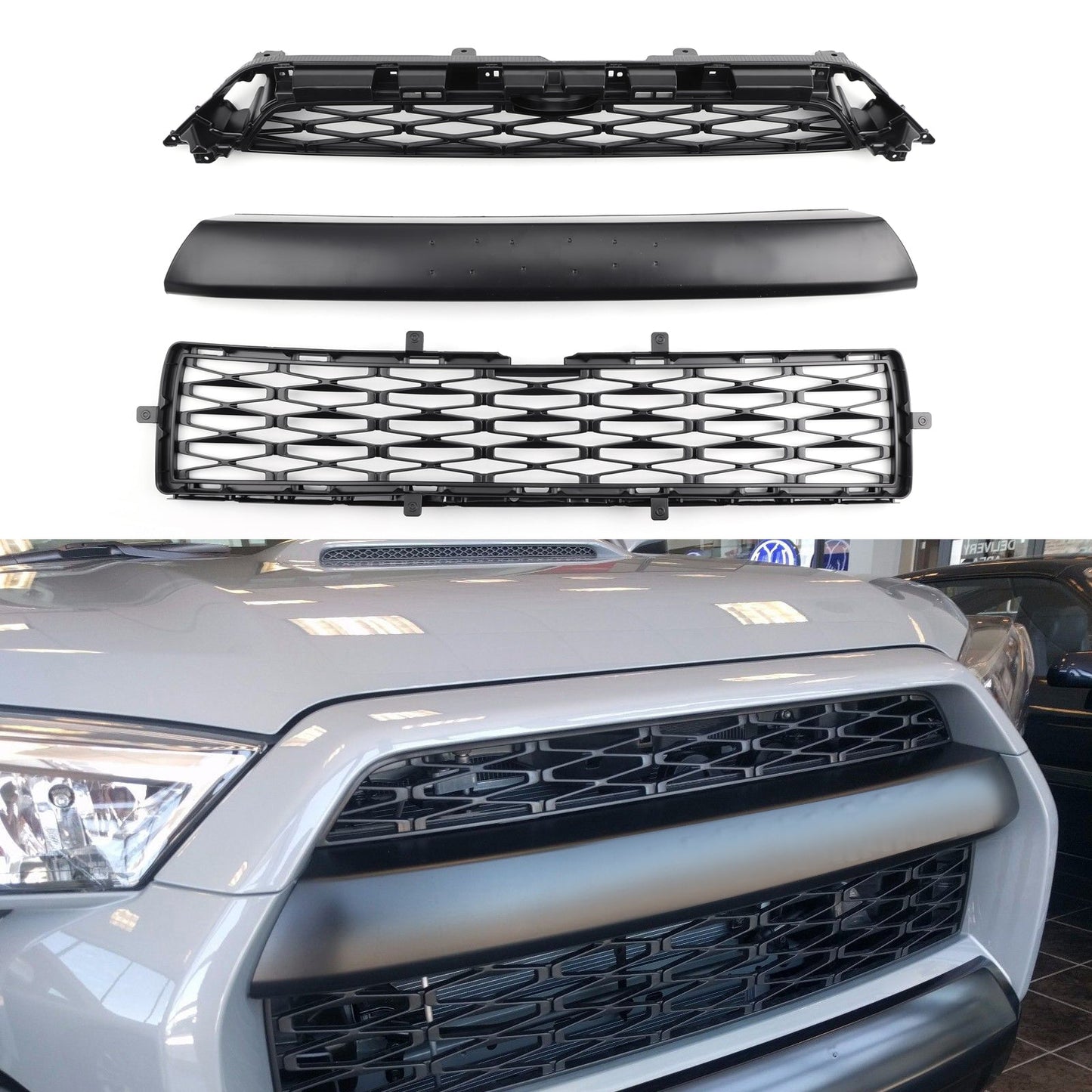 Toyota 2014-2019 4Runner TRD PRO PZ323-35056 PZ327-35053 3 Piece Front Bumper Grille Replacement Kit