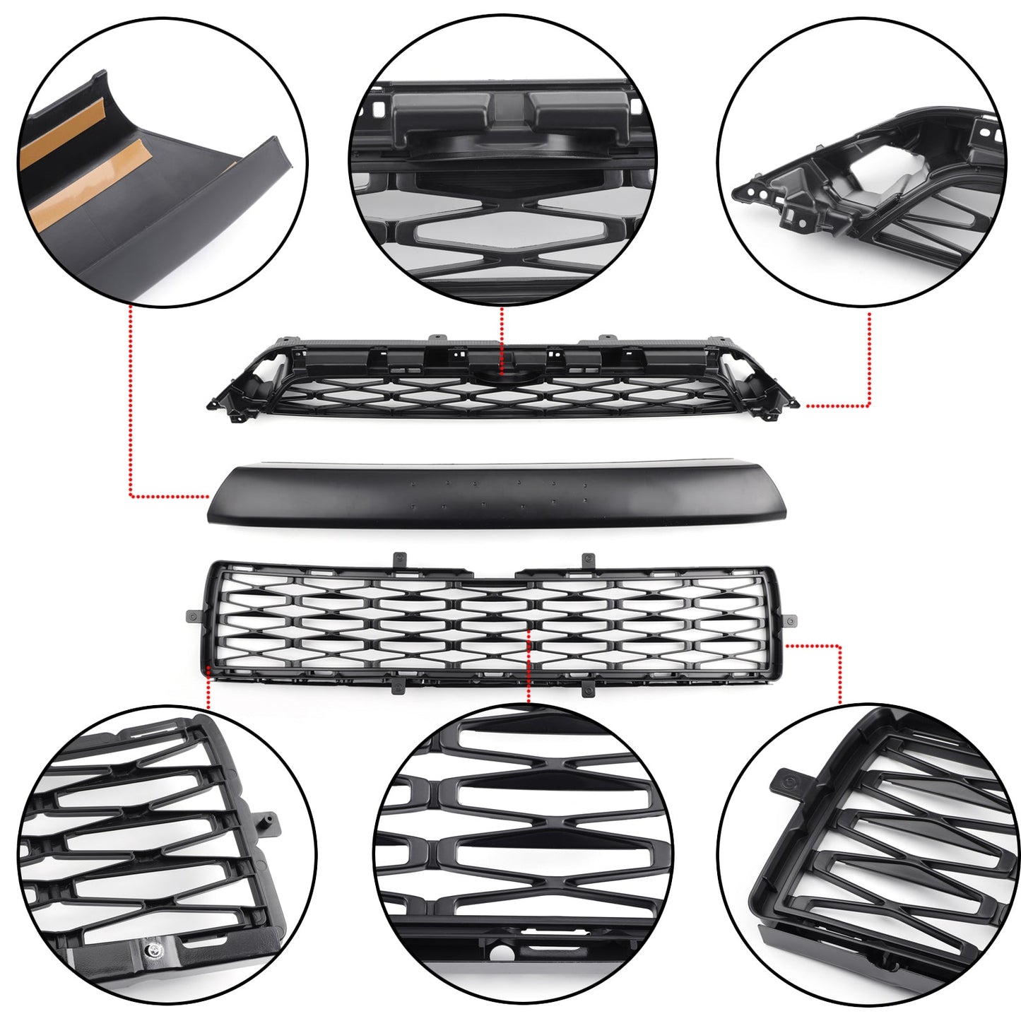 Toyota 2014-2019 4Runner TRD PRO PZ323-35056 PZ327-35053 3 Piece Front Bumper Grille Replacement Kit