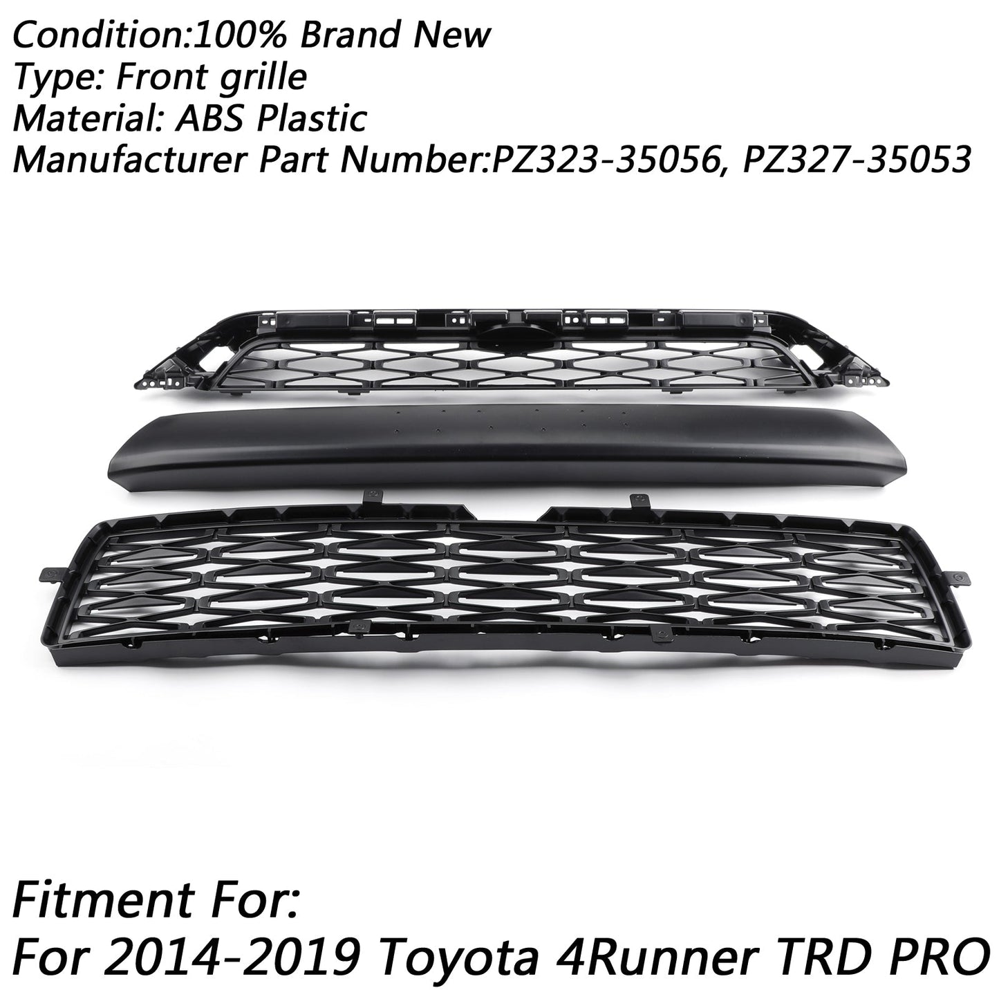 Toyota 2014-2019 4Runner TRD PRO PZ323-35056 PZ327-35053 3 Piece Front Bumper Grille Replacement Kit
