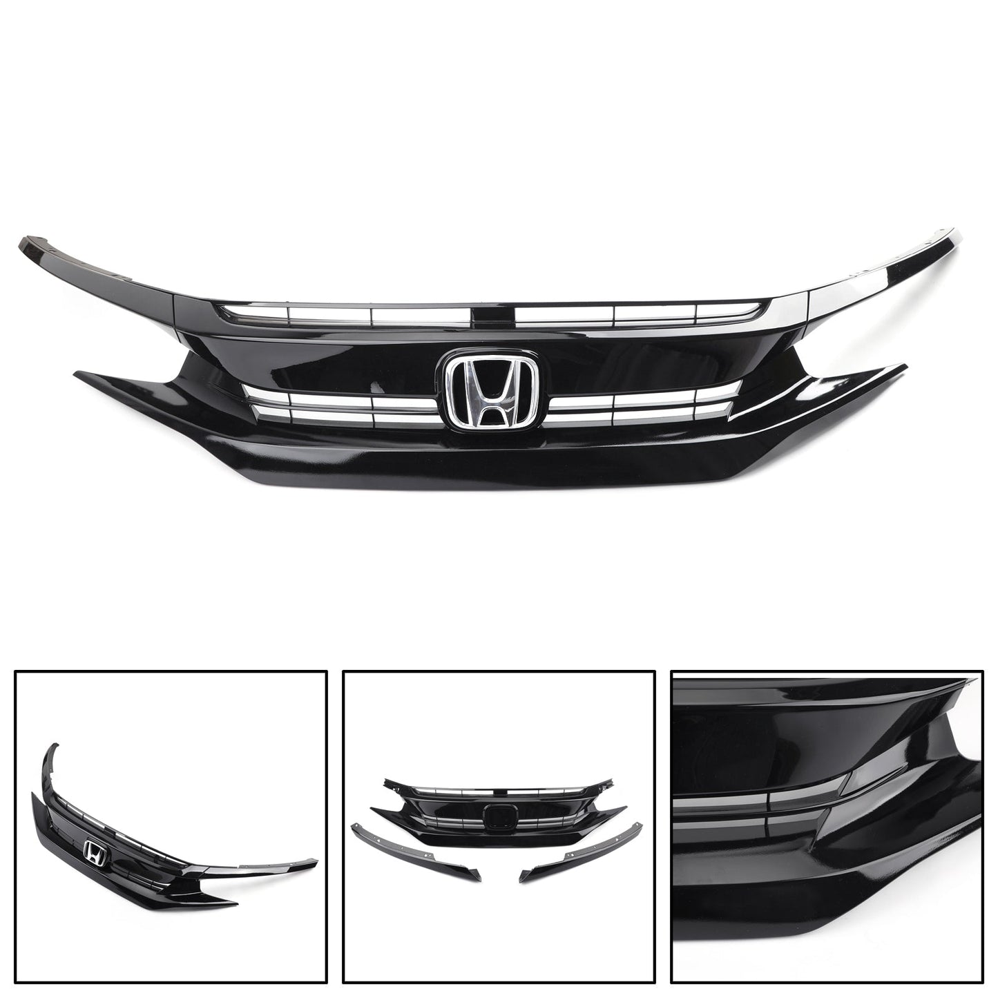 Honda Civic 2 Door Coupe/4 Door Sedan 2016-2018 Coupe Sedan Front Hood Grill Grille Eyelid Generic