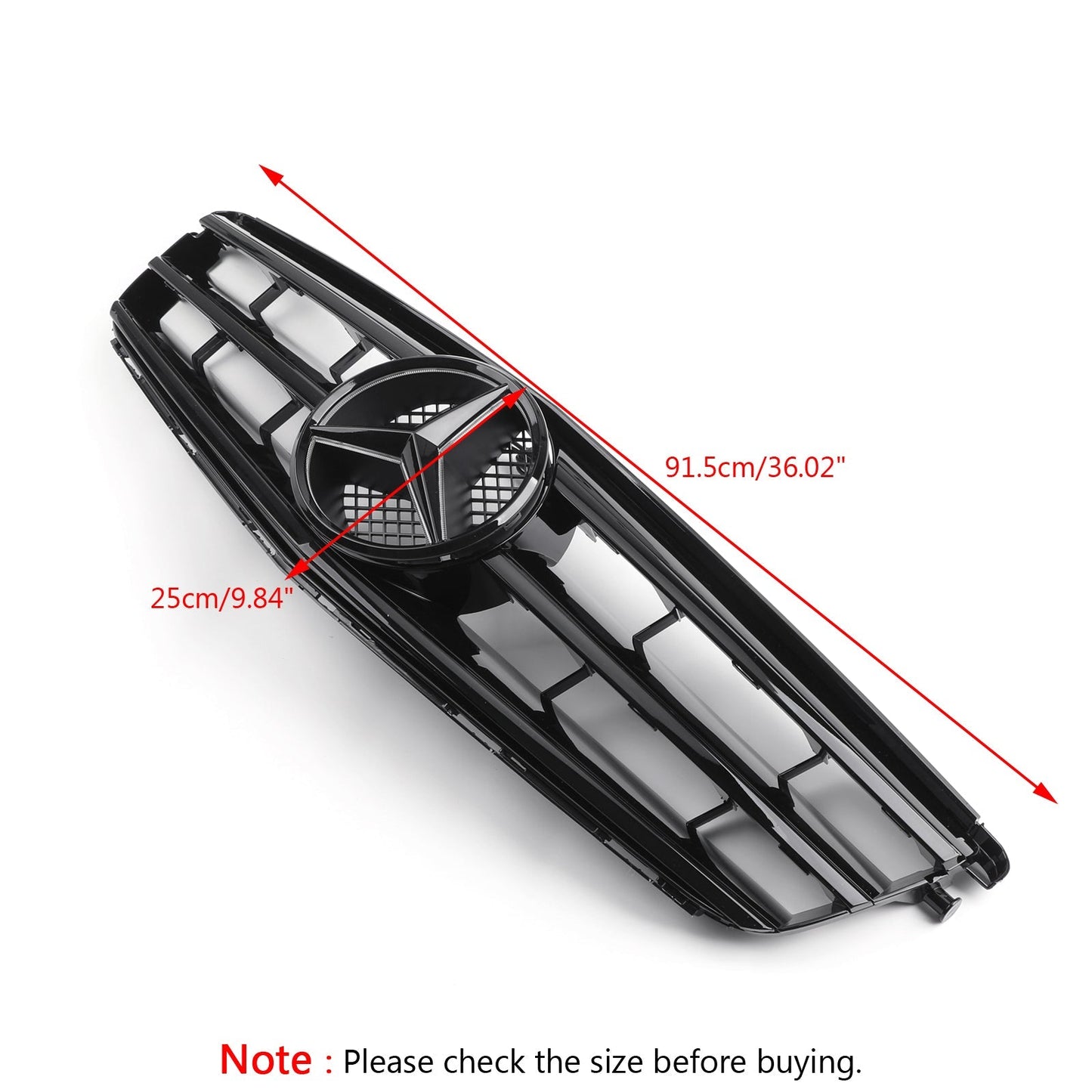 2008-2014 Mercedes Benz C Class W204 C250/C300/C350 Front Bumper Grill Black/Chrome Grille With LED Star