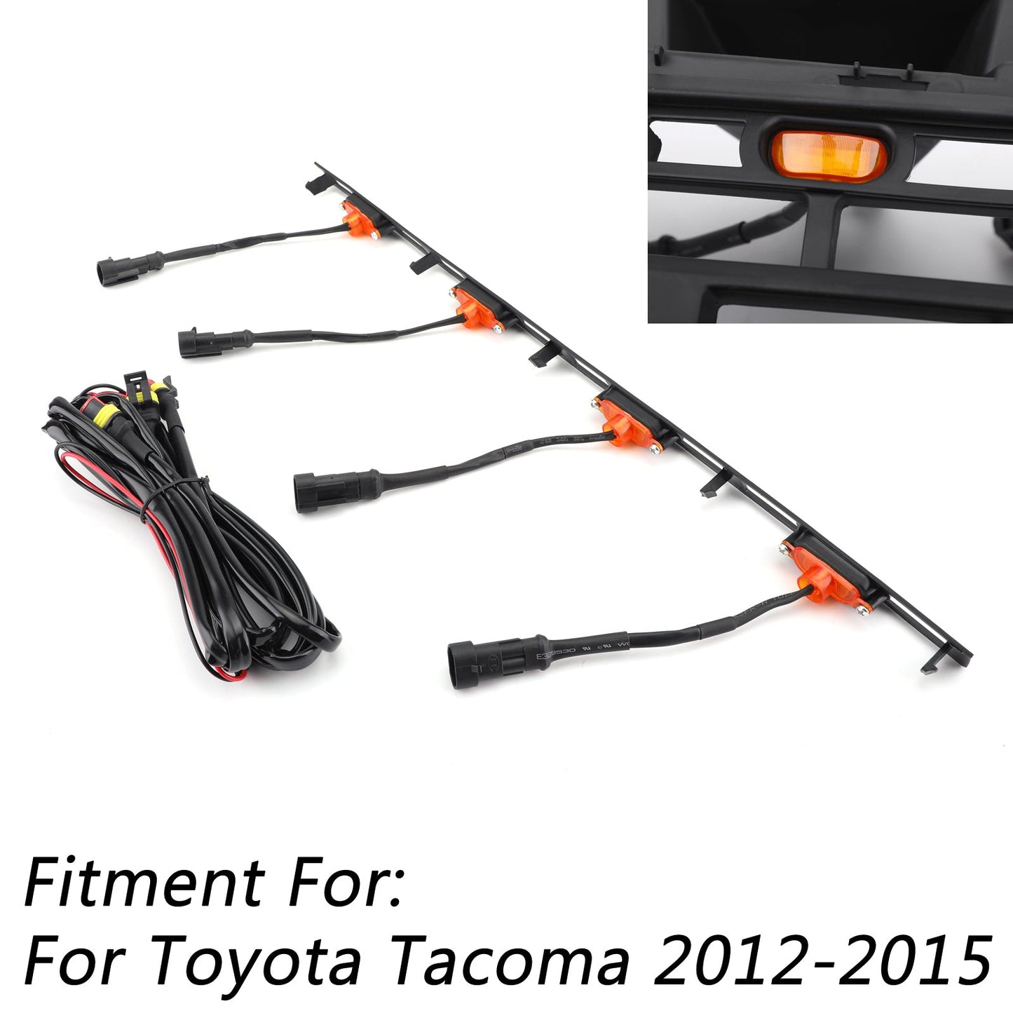 TRD PRO Grill For 2012-2015 Toyota Tacoma Front Bumper Replacement Black Grille W/ LED & Letter