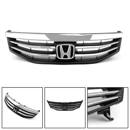 Honda 2011-2012 Accord 4 Door Front Upper Bumper Grill Chrome Hood Front Replacement Grille With Emblem