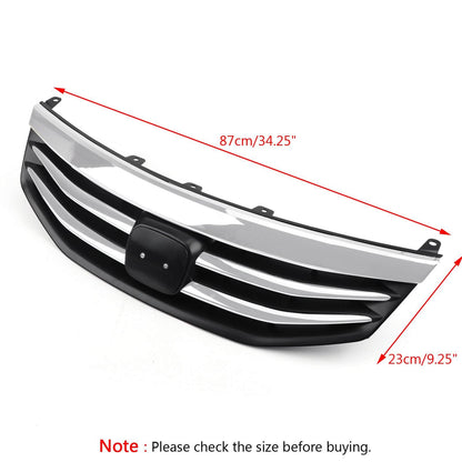 Honda 2011-2012 Accord 4 Door Front Upper Bumper Grill Chrome Hood Front Replacement Grille With Emblem