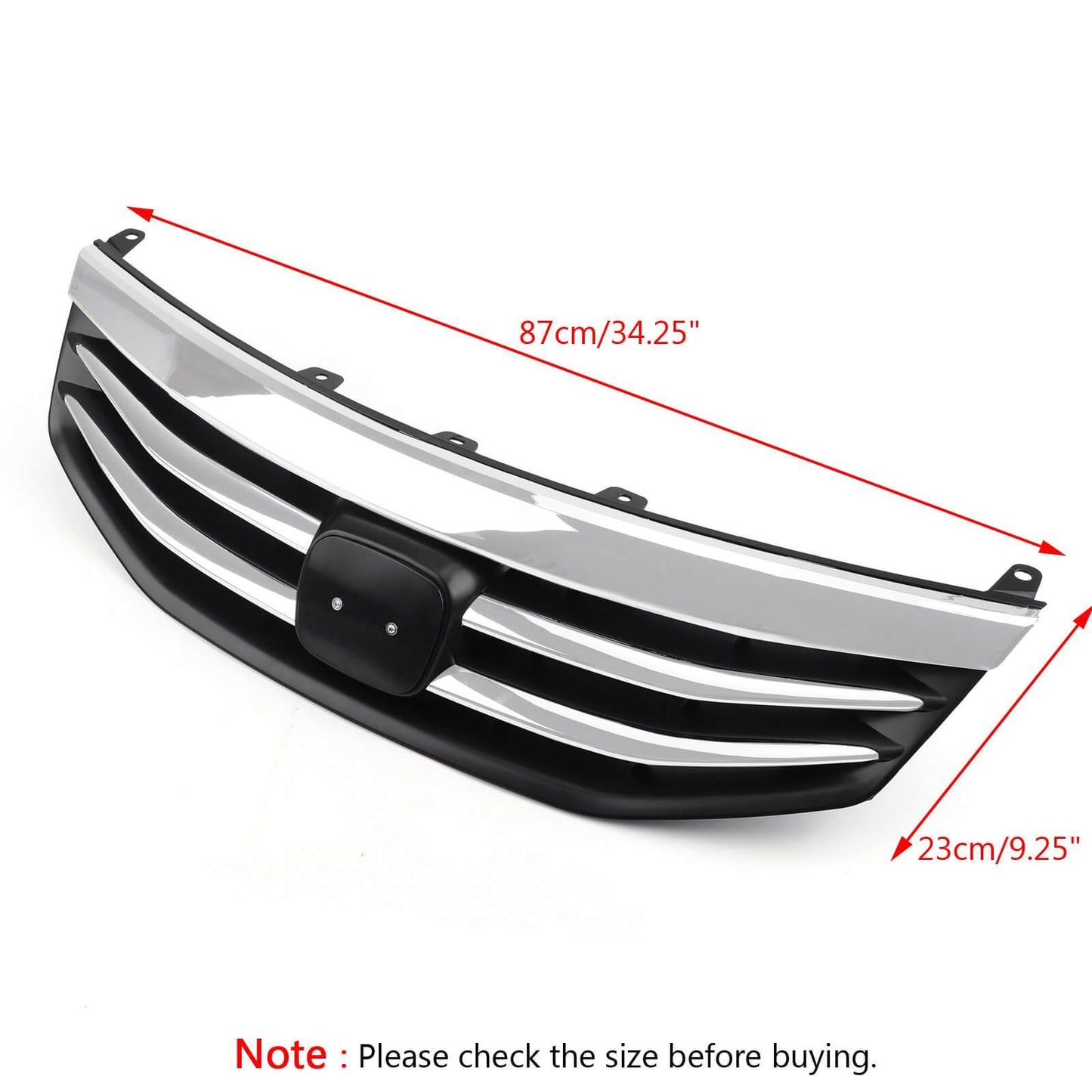 2011-2012 Honda Accord 4 Door Chrome Front Grill Upper Bumper Replacement Grille W/ Emblem