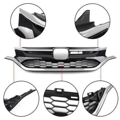 Car Front Bumper Cover Grid Upper Trim + Lower Grille For Honda CRV 2015-2016 Generic