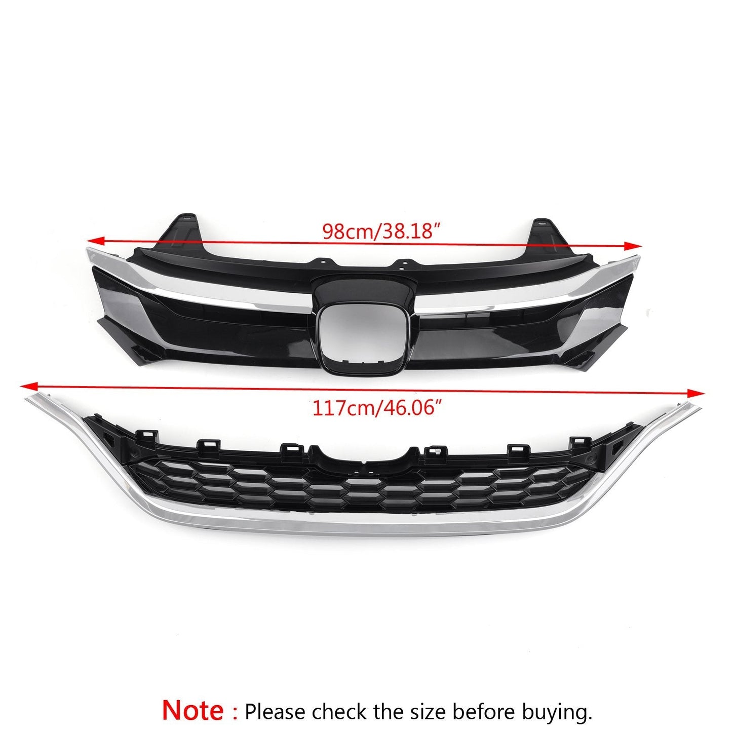 Honda 2015-2016 CRV Front Bumper Cover Grid Upper Trim + Lower Grille