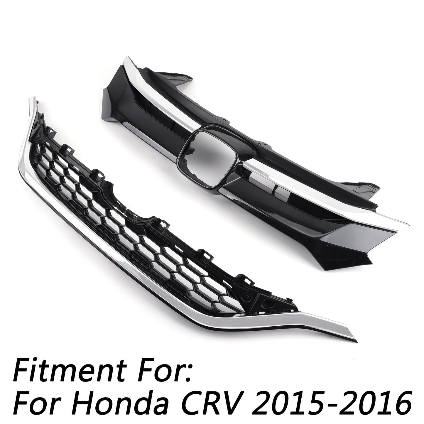 Honda 2015-2016 CRV Front Bumper Cover Grid Upper Trim + Lower Grille