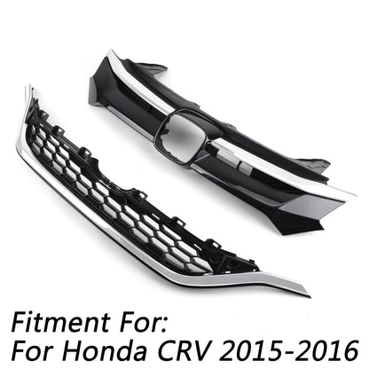 Honda 2015-2016 CRV Front Bumper Cover Grid Upper Trim + Lower Grille