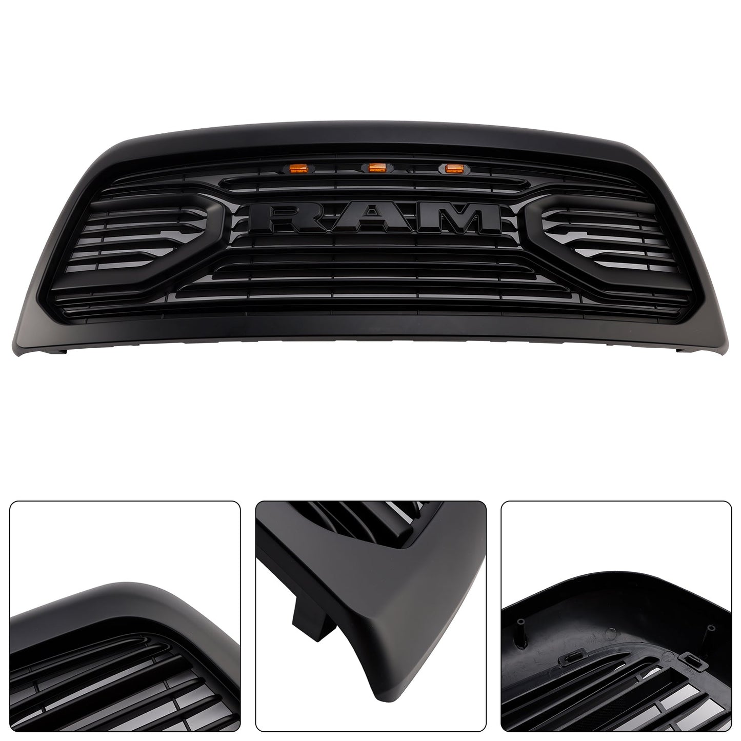 Big-Horn Style | Dodgae Ram 2500 3500 | Matt Black Grille | 2013-2018 | Air Intake Radiator Bumper Front Grill With LED