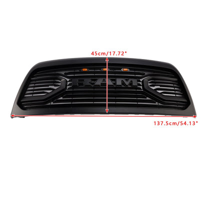 2013-2018 Dodgae Ram 2500/3500 Big-Horn Style Grill Front Bumper Matte Black Replacement Grille W/ LED Light