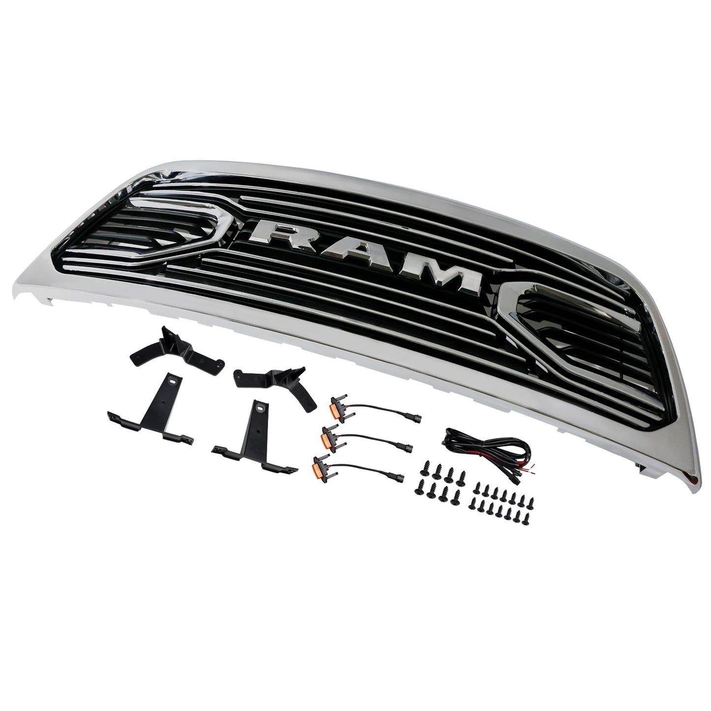 2010-2018 Ram 2500/3500 Laramie Chrome Front Bumper Grille W/ Led Light