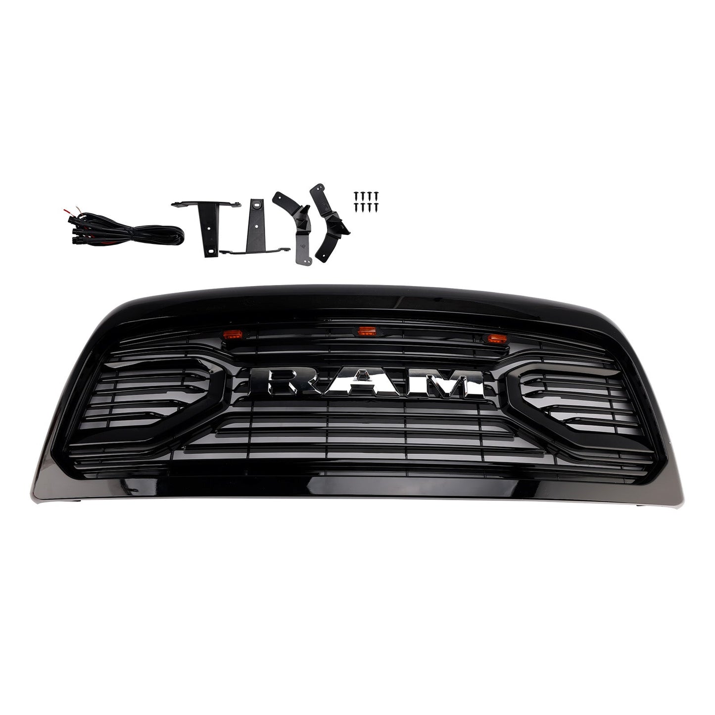 2010-2018 Ram 2500/3500 Laramie Black Front Bumper Grille W/ Led Light