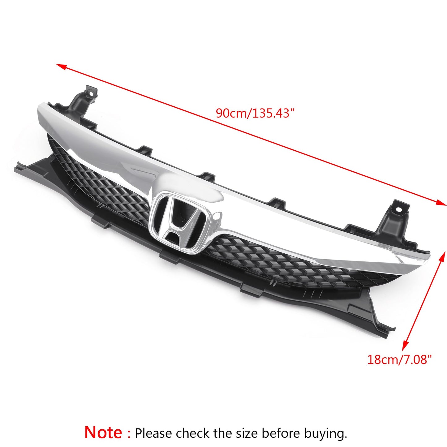 Honda 2009-2011 Civic Sedan 4 Door Front Top ABS Grille Grill Replacement