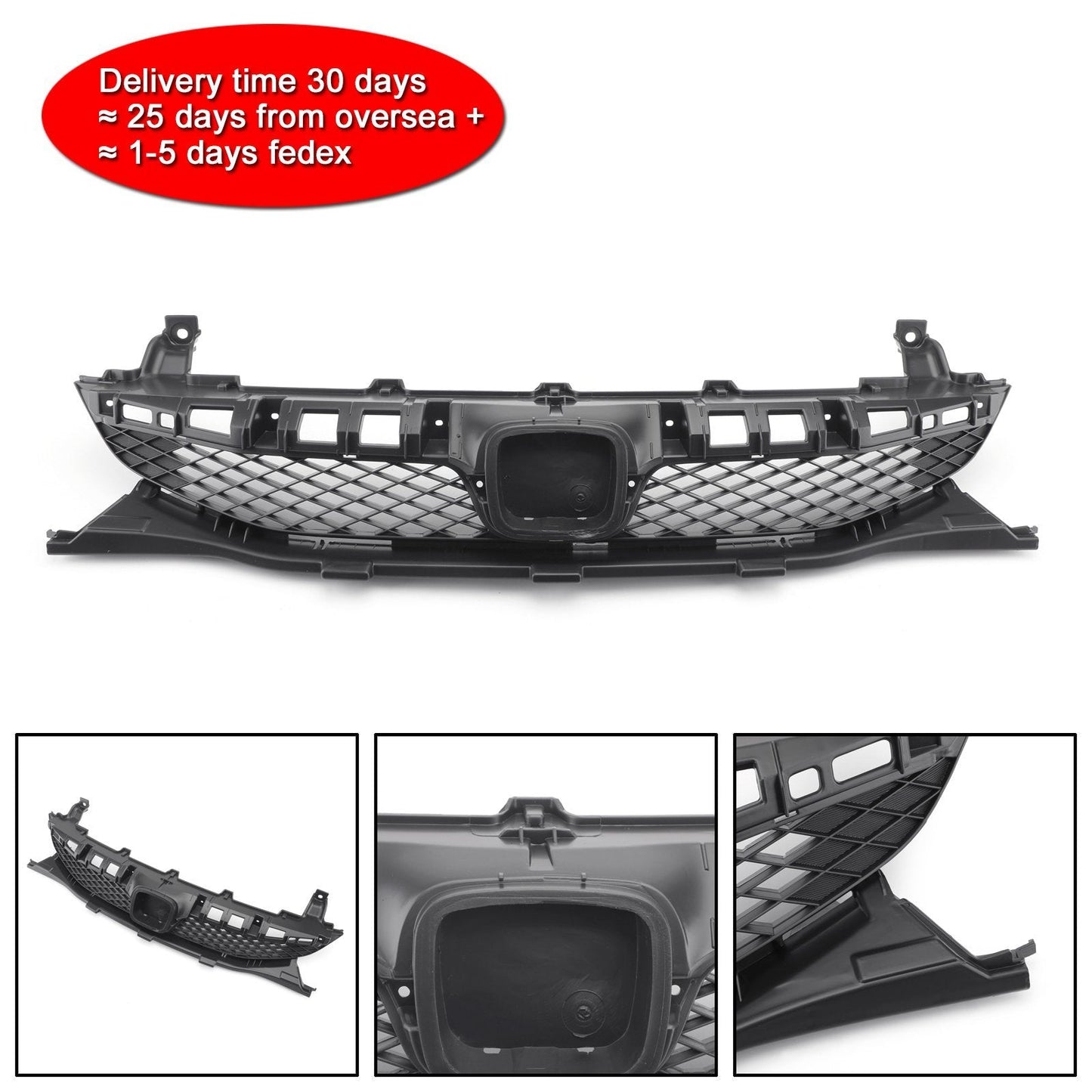 Honda 2009-2011 Civic Sedan 4 Door New Front Bumper Grille Grill Black