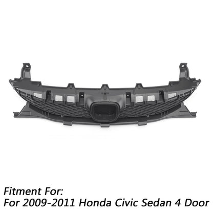 Honda 2009-2011 Civic Sedan 4 Door New Front Bumper Grille Grill Black