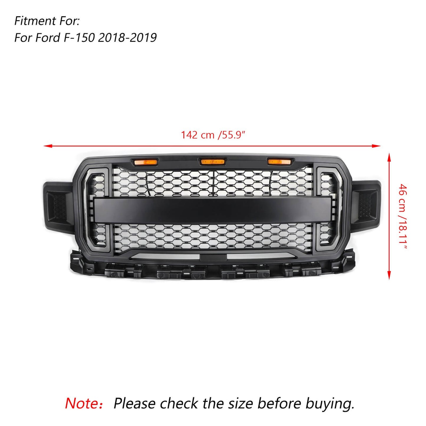 Ford F150 2018-2020 Front Grill With Amber Light Fashion Replacement Grille Generic