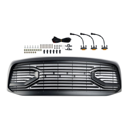 2006-2008 Dodge Ram 1500 2500 3500 Big Horn Black Grill Air Intake Radiator Bumper Front Grille W/ LED Light