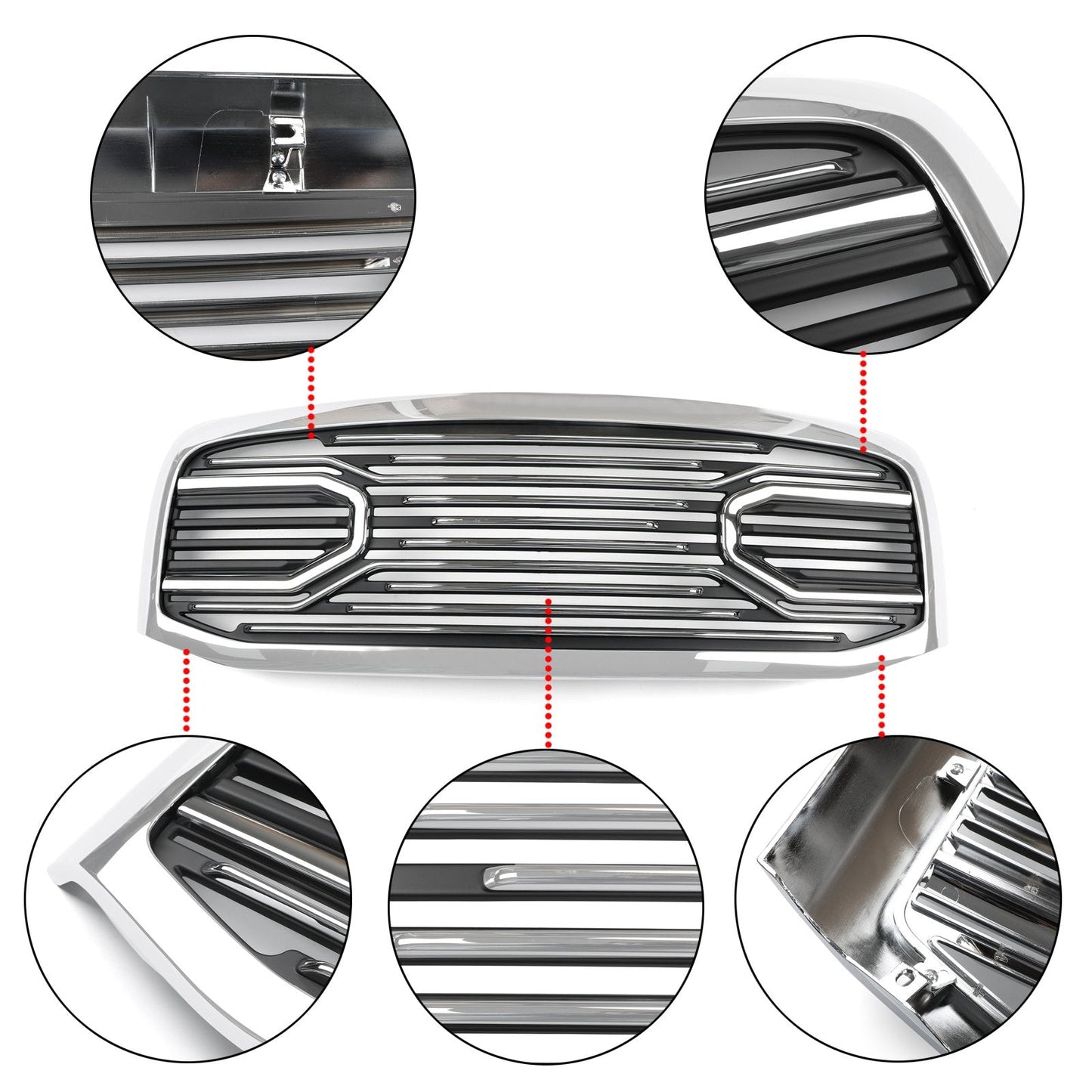 Big Horn Chrome Packaged Grille + Shell 06-08 Ram 1500+06-09 Ram 2500+3500 Generic