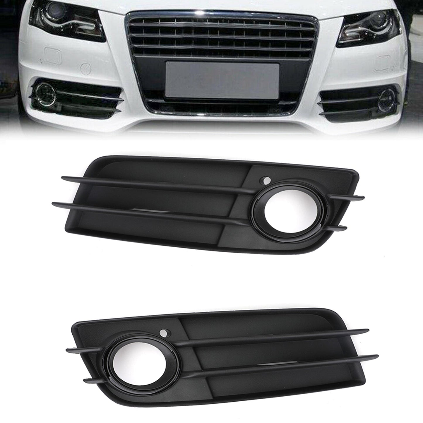 2008-2012 Audi A4 B8 S-Line / S4 Pair Car Fog Light Grill Cover Left & Right OEM / Honeycomb Style Grille