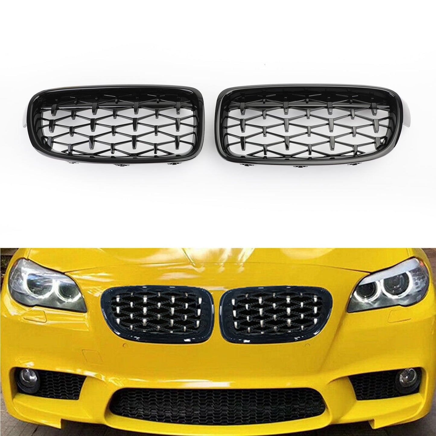 2012-2016 BMW 3 Series F30 318i/320i/328i/330i/335i/340i/320d Front Kidney Grille Chrome/Black Grills