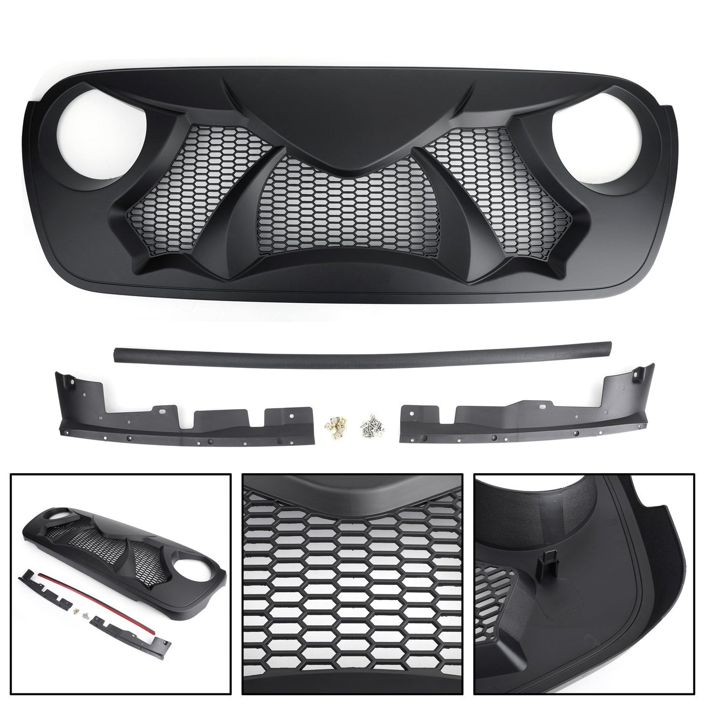 2018-2019 Wrangler JL Front Bumper Grille Grill Black Generic201