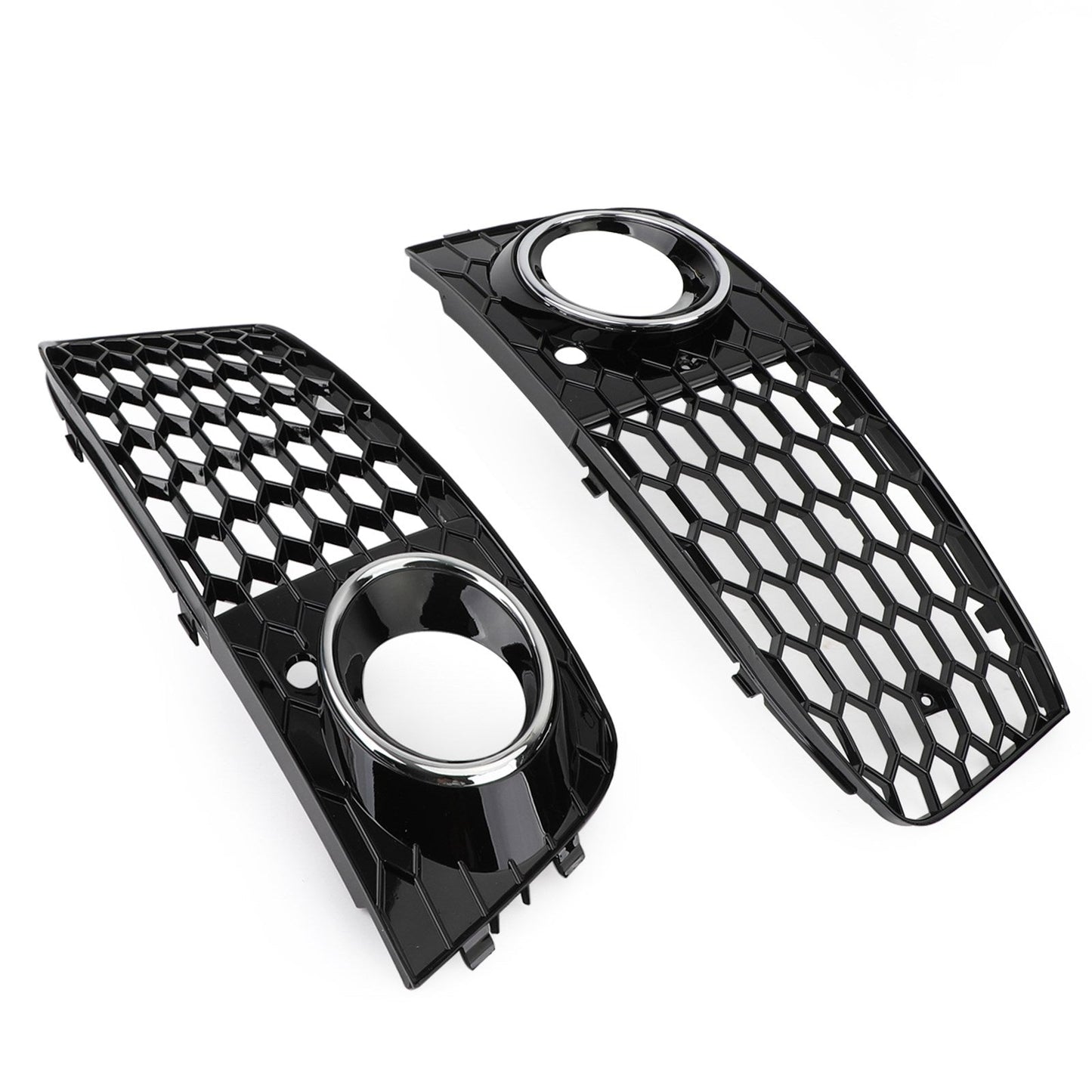 2008-2012 Audi A4 / A4 Avant B8 RS4 Style Honeycomb Mesh Hex Grill Gloss Black Grille + Fog Light Grille