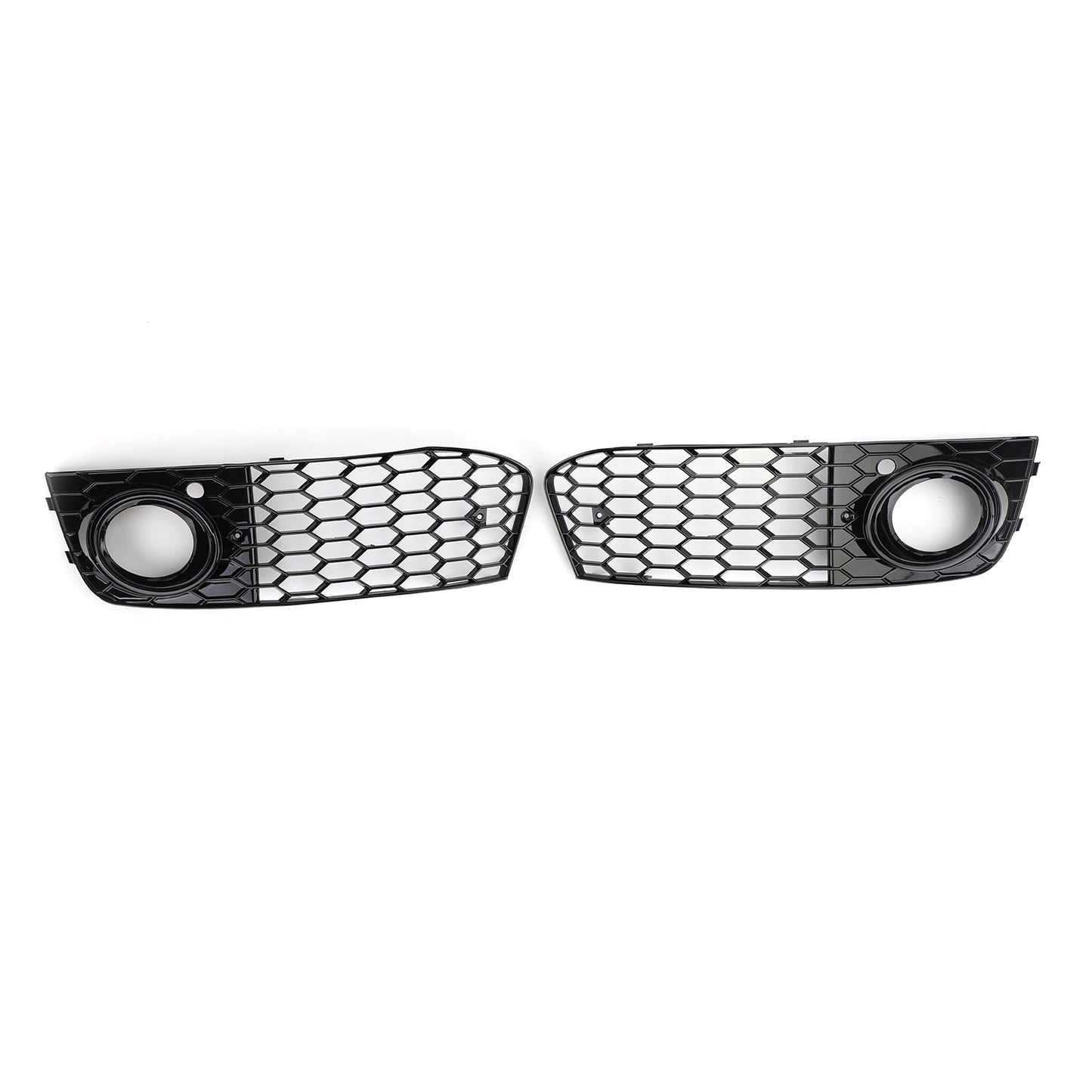 2008-2012 Audi A4 / A4 Avant B8 RS4 Style Honeycomb Mesh Hex Grill Gloss Black Grille + Fog Light Grille