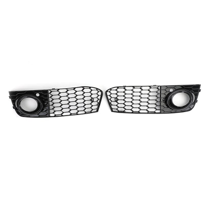 2008-2012 Audi A4 / A4 Avant B8 RS4 Style Honeycomb Mesh Hex Grill Gloss Black Grille + Fog Light Grille