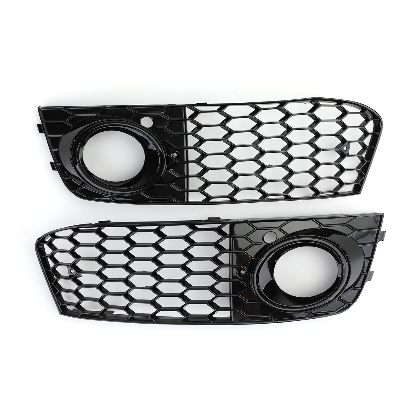 2008-2012 Audi A4 / A4 Avant B8 RS4 Style Honeycomb Mesh Hex Grill Gloss Black Grille + Fog Light Grille