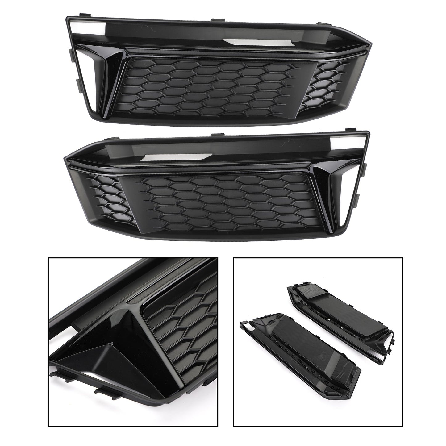 Audi 2016-2018 S4 S-Line B9 8W0807681K 8W0807682K Pair Fog Light Cover Hole Grille Grill Bezel