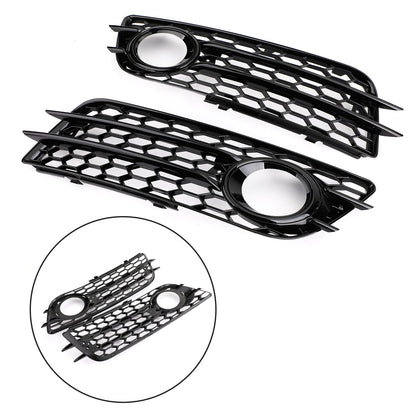 2008-2012 Audi A4 B8 S-Line / S4 Pair Car Fog Light Grill Cover Left & Right OEM / Honeycomb Style Grille