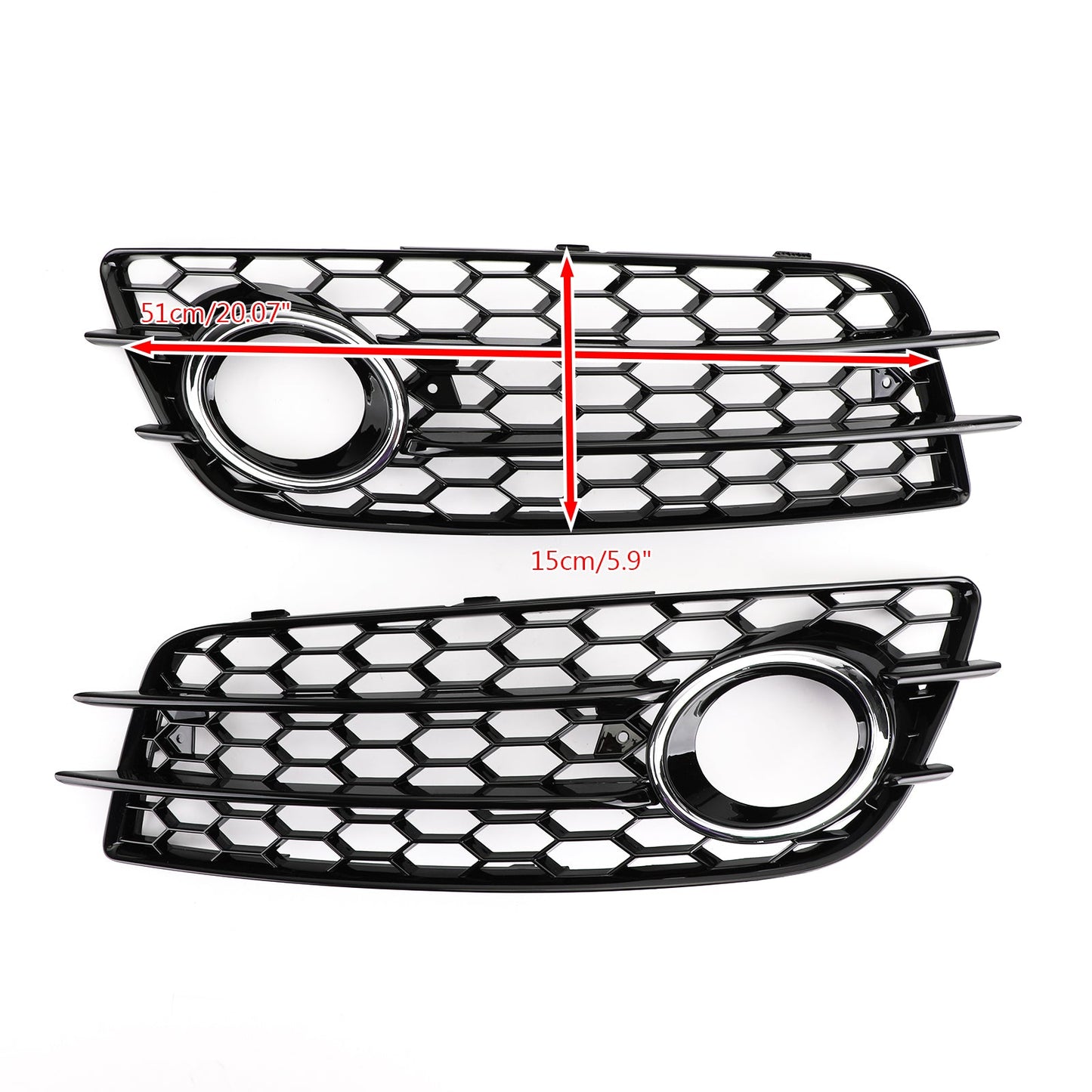 2008-2012 Audi A4 B8 S-Line / S4 Pair Car Fog Light Grill Cover Left & Right OEM / Honeycomb Style Grille