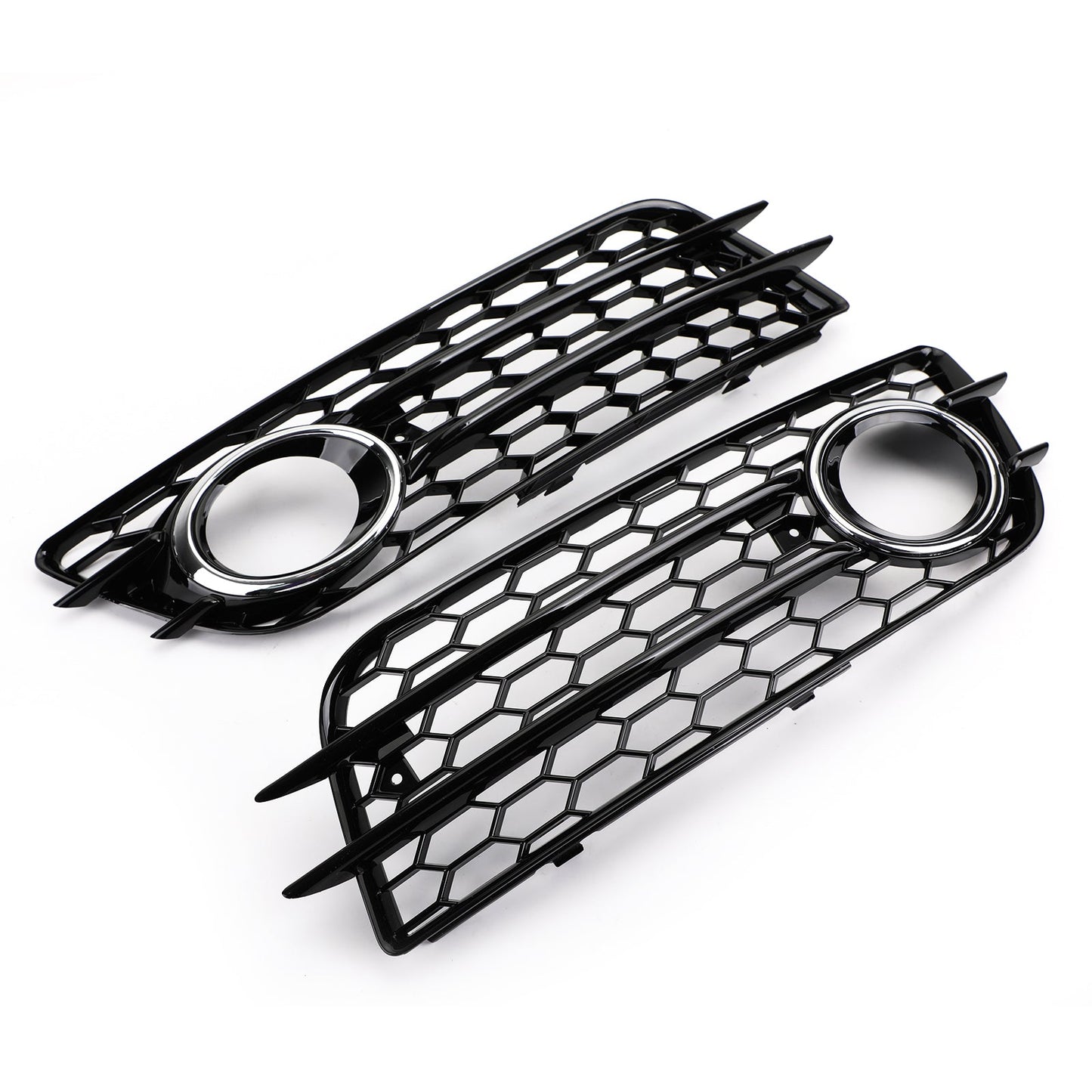 2008-2012 Audi A4 B8 S-Line / S4 Pair Car Fog Light Grill Cover Left & Right OEM / Honeycomb Style Grille