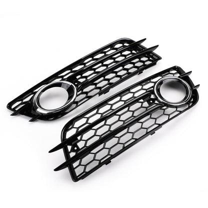 2008-2012 Audi A4 B8 S-Line / S4 Pair Car Fog Light Grill Cover Left & Right OEM / Honeycomb Style Grille