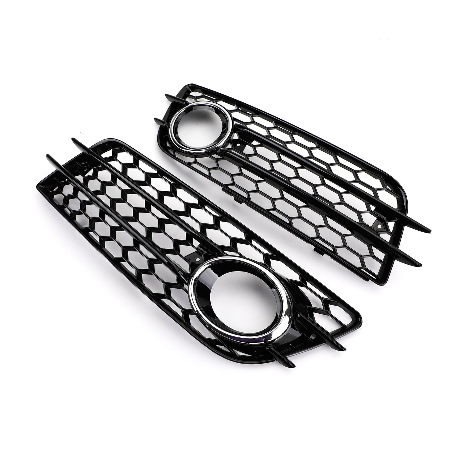 2008-2012 Audi A4 B8 S-Line / S4 Pair Car Fog Light Grill Cover Left & Right OEM / Honeycomb Style Grille