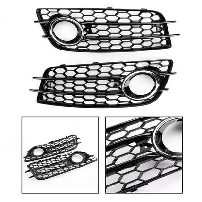 2008-2012 Audi A4 B8 S-Line / S4 Pair Car Fog Light Grill Cover Left & Right OEM / Honeycomb Style Grille
