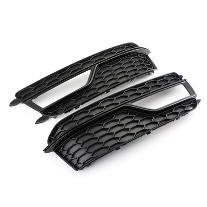 2013-2016 Audi A5 Sline / S5 2PCS Front Fog Lamp Black Grill Honeycomb Replacement Grille