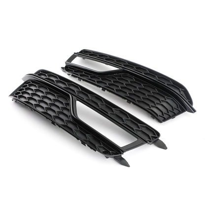 2013-2016 Audi A5 Sline / S5 2PCS Front Fog Lamp Black Grill Honeycomb Replacement Grille