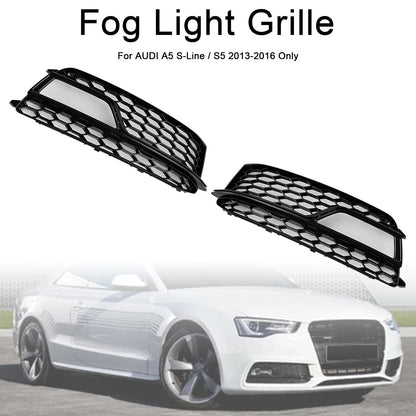 2013-2016 Audi A5 Sline / S5 2PCS Front Fog Lamp Black Grill Honeycomb Replacement Grille