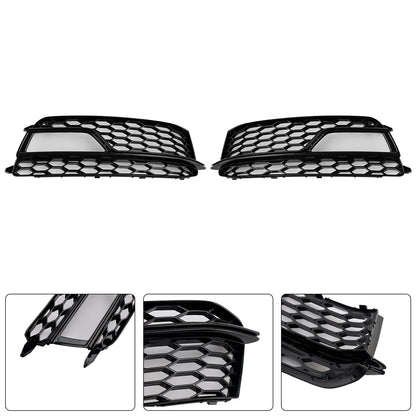 2013-2016 Audi A5 Sline / S5 2PCS Front Fog Lamp Black Grill Honeycomb Replacement Grille