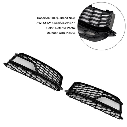 2013-2016 Audi A5 Sline / S5 2PCS Front Fog Lamp Black Grill Honeycomb Replacement Grille