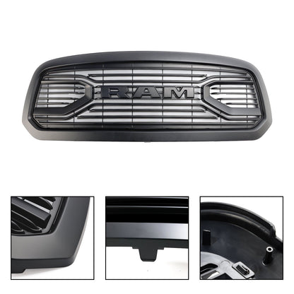 2013-2018 Dodge Ram 1500 Big Horn / Rebel Style Front Bumper Grill Black Replacement Grille W/ LED Light