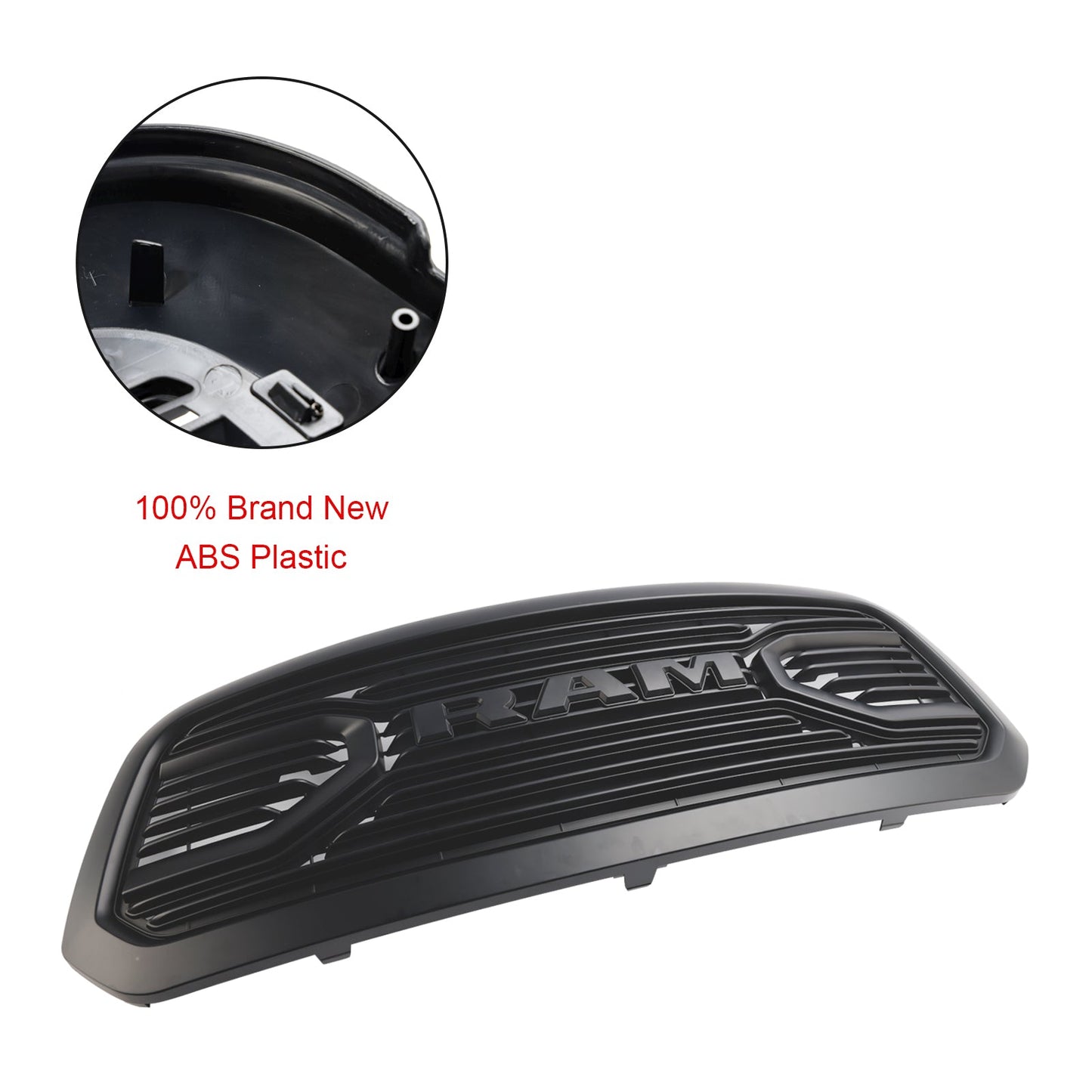 2013-2018 Dodge Ram 1500 Big Horn / Rebel Style Front Bumper Grill Black Replacement Grille W/ LED Light