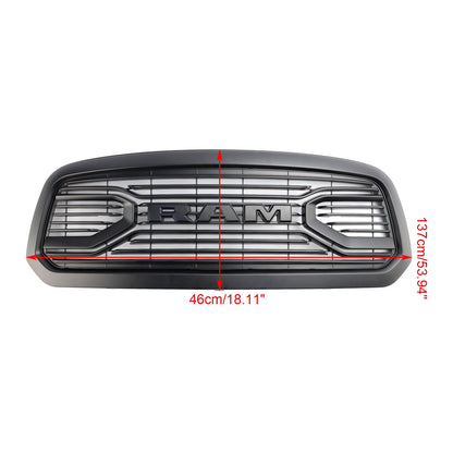 2013-2018 Dodge Ram 1500 Big Horn / Rebel Style Front Bumper Grill Black Replacement Grille W/ LED Light