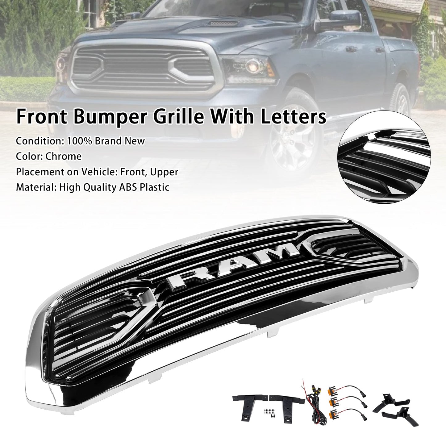 Dodge Ram 1500 2013-2018 Big Horn Style Front Bumper Grill
