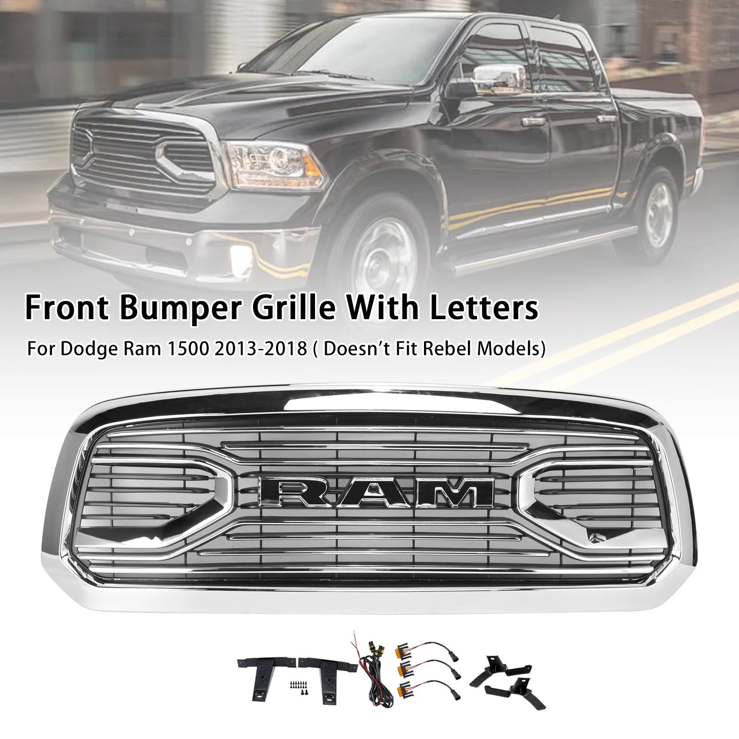 Dodge Ram 1500 2013-2018 Big Horn Style Front Bumper Grill