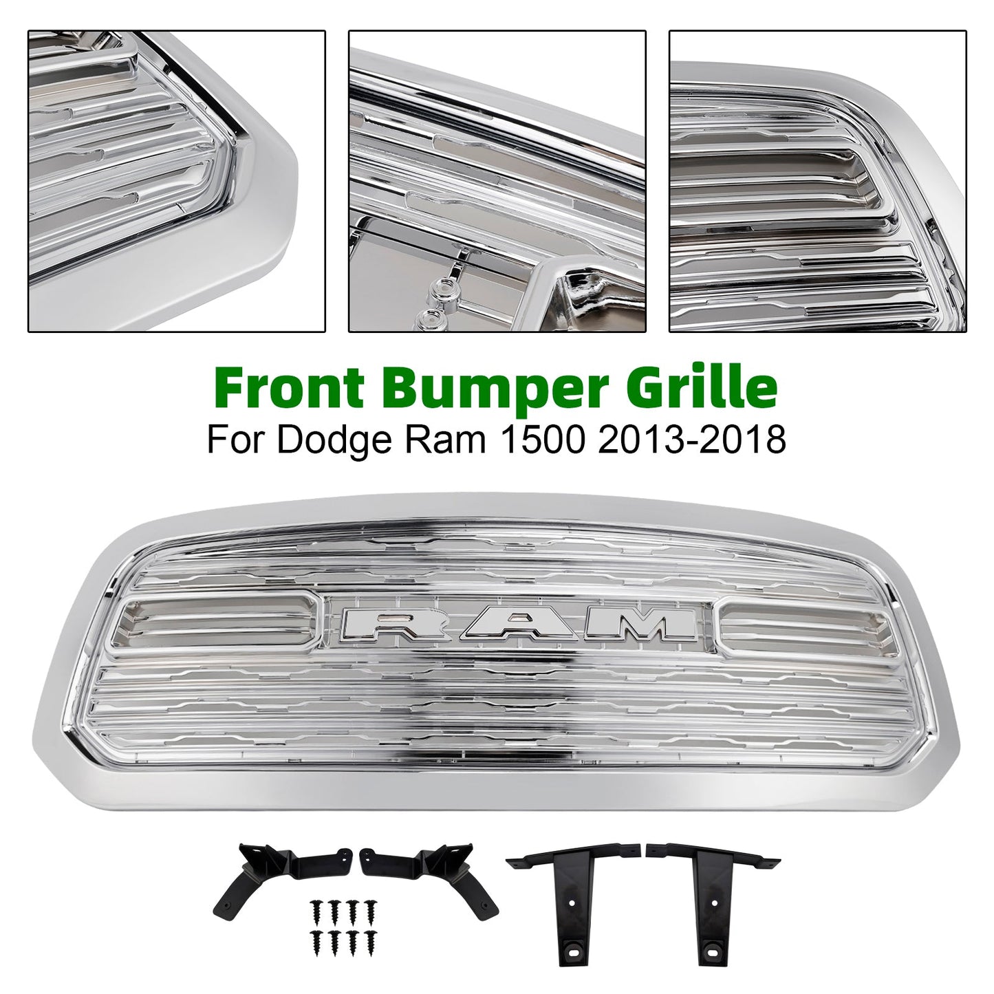 2013-2018 Ram 1500 Dodge LTD Style Chrome Front Bumper Grill